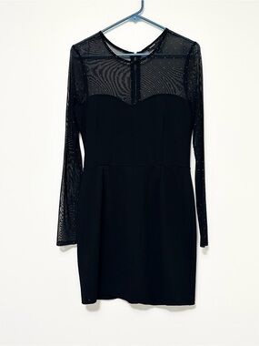 Mango MNG Party Dress Long-Sleeve Cocktail Dress Sheer Studded Top Women's Small